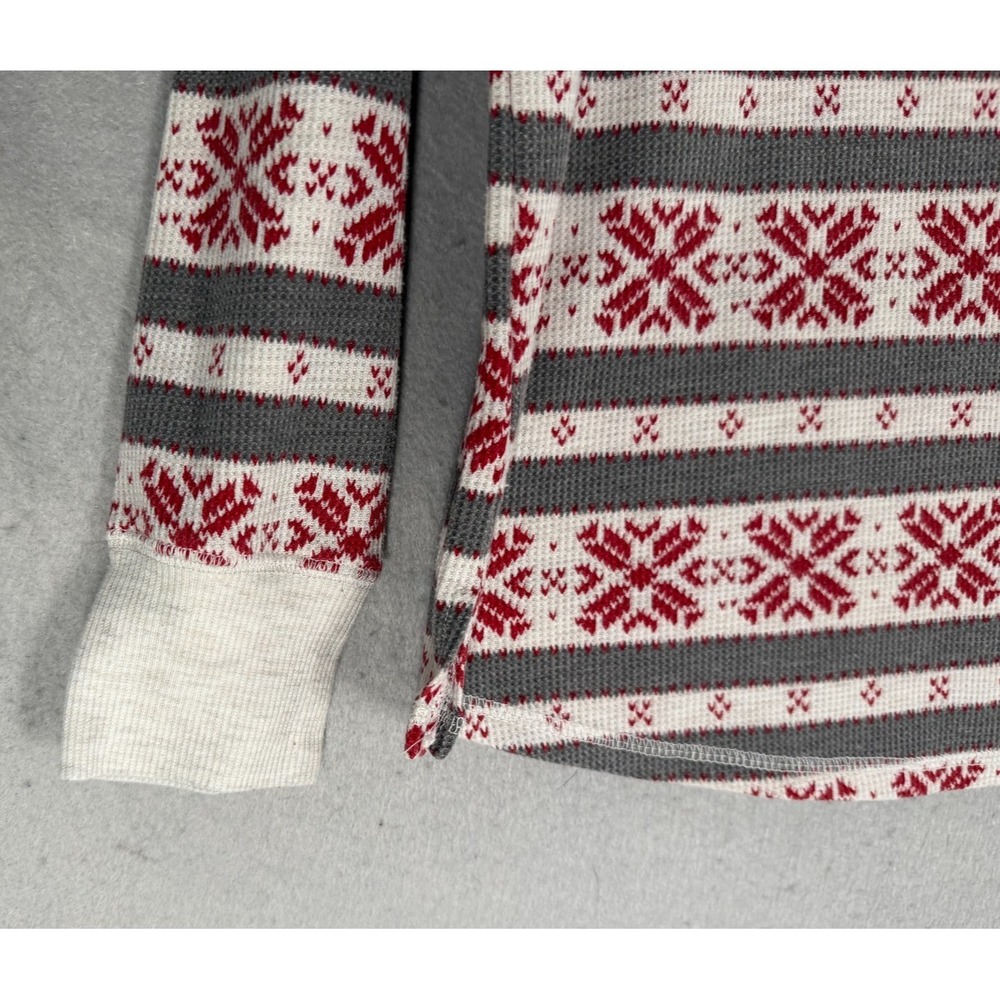 Stars Above Pajama Set Womens XL Gray Red 2 Piece Thermal Snowflakes Long Johns - Picture 2 of 16